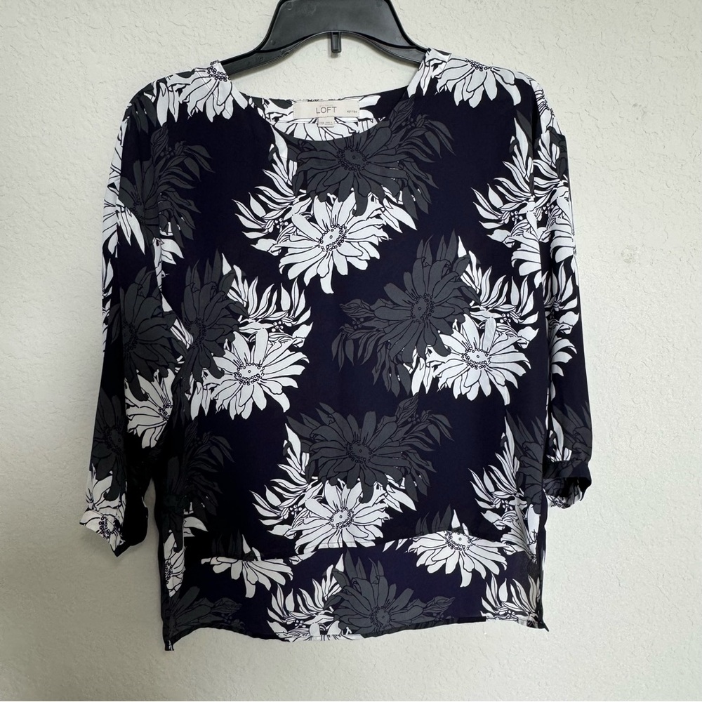 Ann Taylor Loft Women Floral Blouse High Low Hem Size XXS